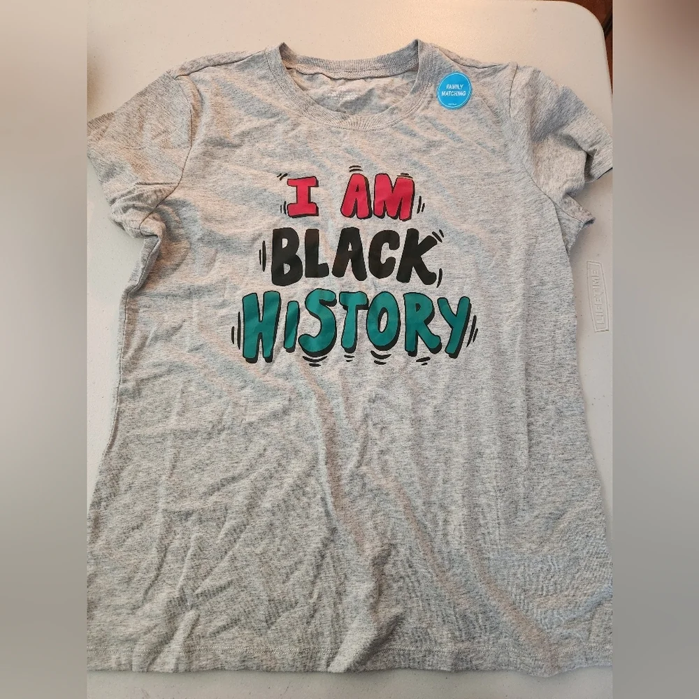 Gray Adult Medium Heritage T-Shirt with 'I Am Black History' Slogan
